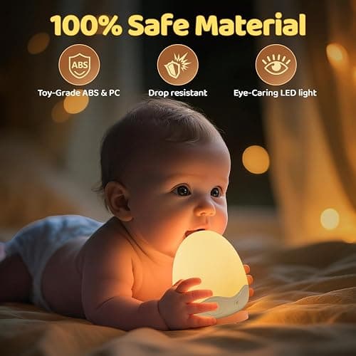 COOLNIGHT Nachtlicht Kinder, Stilllicht Touch Dimmbar mit 10 Helligkeit 10 Farben, 3600mAh+Timer+Fernbedienung LED Nachtlicht Baby, Tragbar & USB Aufladbar & Kabellos Nachttischlampe, Baby Geschenke thumbnail 7