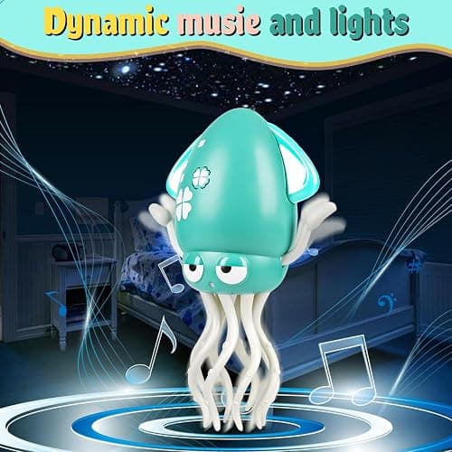 Electric Dancing Octopus Baby Toy, Dancing Squid Crawling Toys,Automatic Evasion Octopus Toy with Led Light and Music, Interactive Entertainment for Baby Sensory Development Birthday Gifts(Green) thumbnail 4