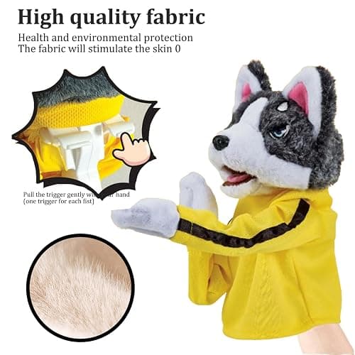 2Pcs Dog Hand Puppet Kung Fu Husky, Soft Soundable Boxing Hand Interactive Puppet, Toddler Washable Plush Battle Boxing Husky Toys, Animal Puppets thumbnail 4