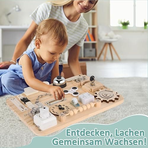 potatomato Montessori Busy Board – Jouet sensoriel en Bois, éducatif et motricité, Jeux en Bois, activité Manuelle, bac sensoriel, Jouet autisme pour Enfants thumbnail 5