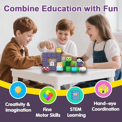 SSAWER 150 PCS Magnetic Building Blocks for Kids, Montessori Magnetic Toys, Build Zombie Island Set, STEM Toddler Sensory Building Blocks for Boys Girls 3 4 5 6 7 8 9 10th Birthday Gift thumbnail 6