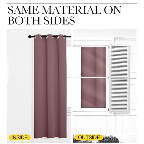 NICETOWN Room Darkening Curtains Drapes for Daughter's Bedroom, Window Treatment Thermal Insulated Grommet for Living Room (Dusty Bean Paste, 2 Panels, 42 by 63) thumbnail 7