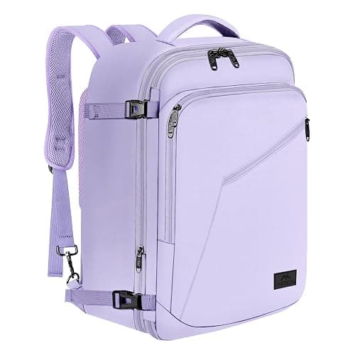 MATEIN Carry on Backpack for Women, 40L Heavy Duty Travel Backpack Airplane Approved, Expandable Simple Fashion Daypack, Frequent Traveler Gifts, Light Purple - Image 1
