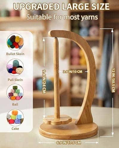 SPEENSUN Magnetic Yarn Holder for Crocheting, Large Size, Natural | Holds 1.1 lbs, Fits Most Yarns, Smooth Spinning, Prevents Tangling, Premium Bamboo, Knitting & Crochet Accessory thumbnail 4