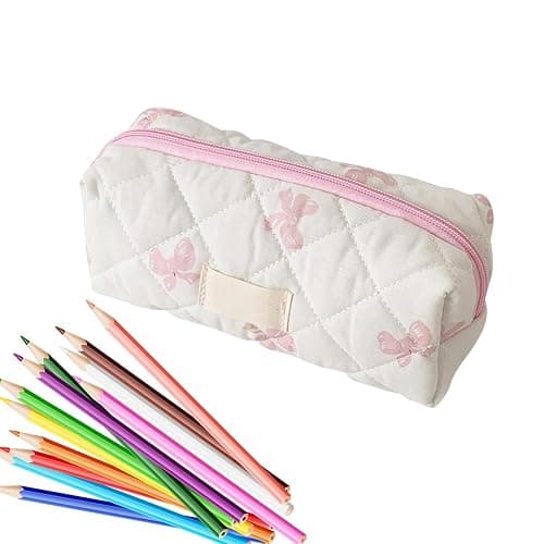 Bow Pattern Stationery Bag,Portable Aesthetic Bows Pattern Stationery Bag,Cosmetic Organizer, Portable Case for Students thumbnail 8
