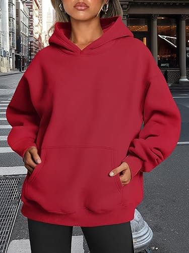 Trendy Queen Womens Oversized Hoodies Fleece Sweatshirts Fall Fashion 2025 Pullover Sweaters Winter Clothes - Fiery Red - Small thumbnail 6