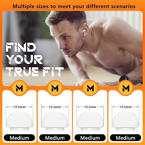 Replacement Ear Tips for AirPods Pro 2nd/1st Generation with Portable Storage Box & Cleaner Pen,Noise Reduction Holewith & Built-in dust Guard Screen,Silicone Ear Tips -M/Size 4 Pairs thumbnail 2