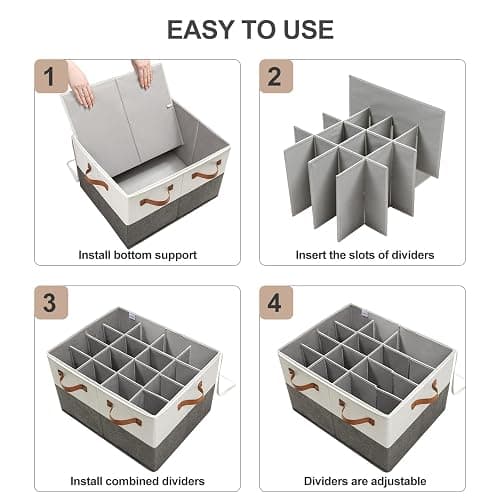 TOPIA HOME Shoe Organizer for Closet, Foldable Shoe Box with Adjustable Dividers and Clear Cover, Space Saving Shoe Storage Organizer Cabinet with Reinforced Handles, Fits 16 Pairs TP09WG thumbnail 7