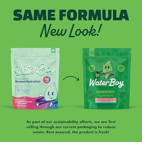 Waterboy Workout Hydration | 2,960mg Sugar Free Electrolyte Powder Packets | L-Glutamine + Vitamins | No Sugar, All Natural, Gluten Free (Variety) thumbnail 4