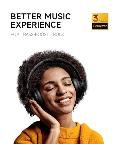 Picun B8 Bluetooth Headphones, 120H Playtime Headphone Wireless Bluetooth with 3 EQ Modes, Low Latency, Hands-Free Calls, Over Ear Headphones for Travel Home Office Cellphone PC Black thumbnail 2