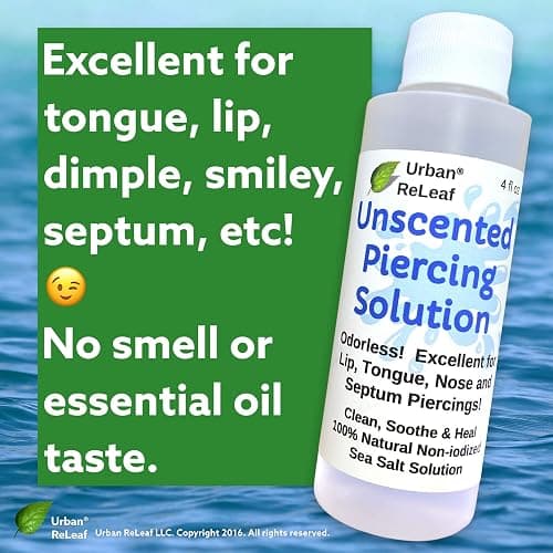 Urban ReLeaf Unscented Piercing Solution Non-Iodized Sea Salt Soak | Lip, Tongue, Septum, Dimple, Mouth, No Scent, Ready to Use, Made Fresh, Soothe & Calm thumbnail 4