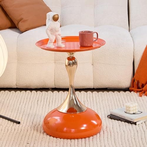 Sleek Hourglass Side Table - Stylish Modern Design Perfect for Living Rooms, Cafes, Dining Areas, Bedrooms, and Outdoors - Chic Decorative Accent (1, Hermes Orange) thumbnail 3