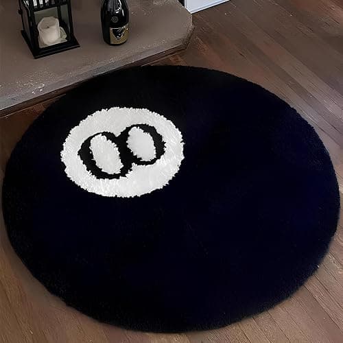 Pinkrin Mikrofaser Runder 8 Ball Teppich - Plüsch und weich, rutschfest 8 Ball Rug Nicht fusselnder, 8ball Rug für Wohnzimmer, Esszimmer, Schlafzimmer, Dekoration, 80 cm thumbnail 7