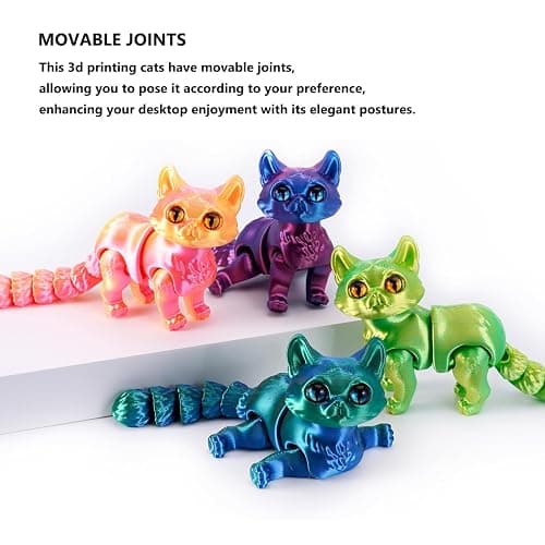 QINGMIAO 3D Printed Cat, Articulated Black Cat Toys for Adult, 3D Print Animals Fidget Toys Decor for Stress Relief, 3D Printing Action Figure Toys for Age15+(Light Purple) thumbnail 4