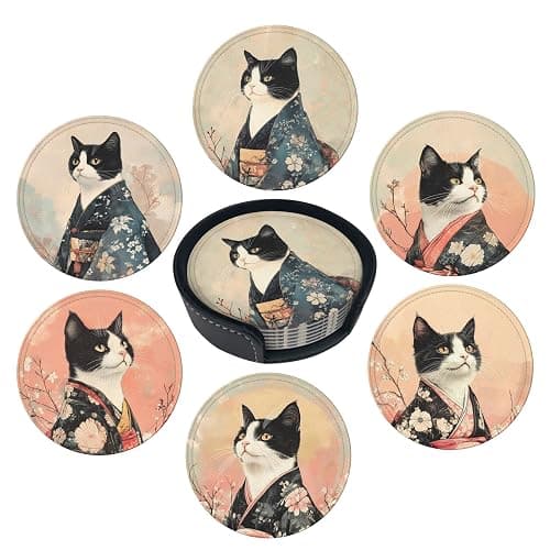 Leather cat coasters  thumbnail 3