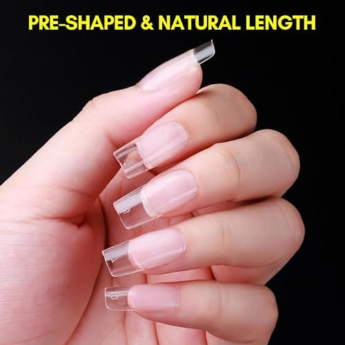Makartt Medium Square Fake Nail Tips: 120pcs Clear Full Cover Half Matte Soft Gel Pre-shape Acrylic Gel Press on Extension for Nails, 12 Sizes French Manicure Salon Home DIY with Box thumbnail 2