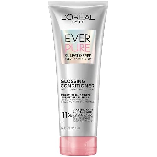 L’Oreal Paris Sulfate Free Glossing Conditioner with Glycolic Acid, Provides Intense Glass Hair Shine, Smoothness & Soft Feel, Suitable for Dull, Dry, and Color-Treated Hair, EverPure, 6.8 Fl Oz - Image 1
