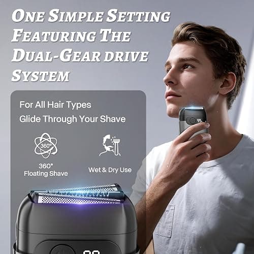 Electric Foil Shaver for Men :3D Floating Blades, LED Display, USB-C Fast Charge, IPX8 Waterproof - Perfect for Travel & Smooth Shaving at Home Gray thumbnail 7