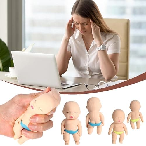 AHHSOY 2 Pack Squeeze Stress Doll Toys, Cute Little Baby Doll Fidget Toys, Stress Relief Sensory Squishy Toys for Kids Adults (White) thumbnail 7