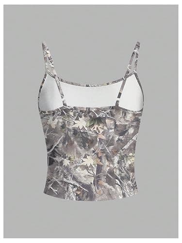 RoseSeek Girl's Camo Graphic Camisole Tops Spaghetti Strap Vintage Summer Crop Tank Tops Trendy thumbnail 3