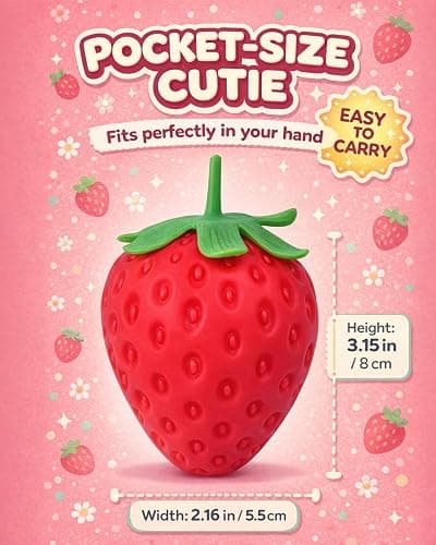 Strawberry Squishy, Realistic Strawberry Stress Ball, Squeezable Toy Fruit Ball,Party Favor Slow Rise Pressure Release Toy Adults thumbnail 4