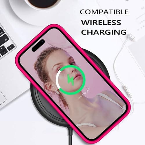 GUAGUA Case for iPhone 15, Liquid Silicone Soft Gel Rubber Microfiber Lining Cover, Shockproof Protective Case for iPhone 15 6.1 Inch (Hot Pink) thumbnail 8