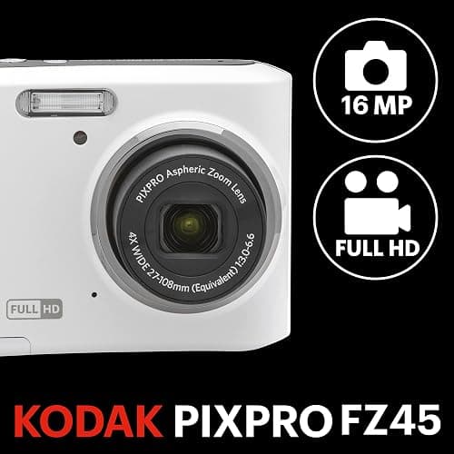 KODAK PIXPRO Friendly Zoom FZ45-WH 16MP Digital Camera with 4X Optical Zoom 27mm Wide Angle and 2.7" LCD Screen (White) - White thumbnail 2