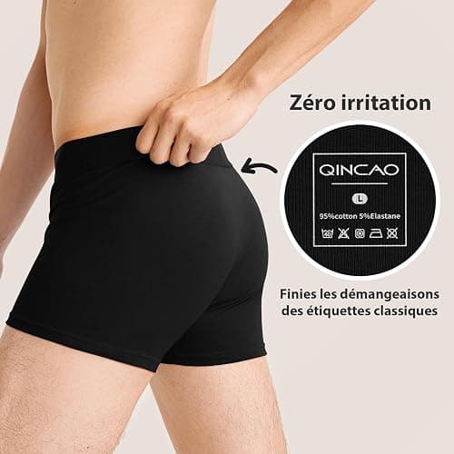 QINCAO Boxers Homme Lot de 6, Coton sans Logo, Confort Bien ajusté | Confortable en Coton de Haute Qualité, Épouse les Formes, Sans Ourlets Qui Roulent, Résistant, Sans Étiquettes Irritantes thumbnail 3