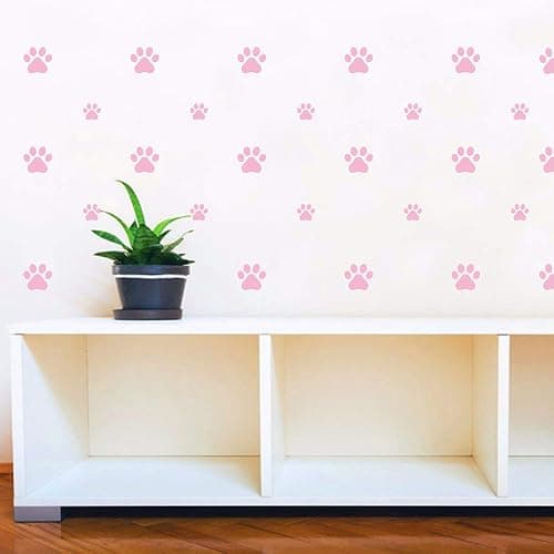 49 Pieces/Set Dog Paws Wall Decals Vinyl Pawprints Sticker Animal Footprint Wall Art Decoration for Kids Boy Girl Baby Nursery Bedroom Living Room Animal Tracks Decor YMX21 (Soft Pink) thumbnail 3