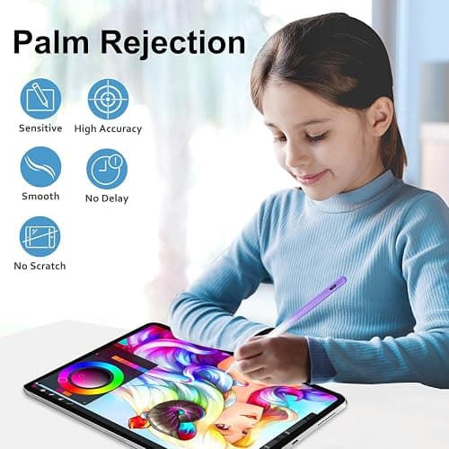 Stylus Pen for iPad Apple: Fast Charge for iPad Pencil Apple Pen with Palm Rejection Tilt Sensitivity - Pen for iPad 10/9/8/7/6, iPad Pro 12.9"/11"/13" M4, iPad Mini 6/5, iPad Air 5/4/3/M2 Purple thumbnail 4