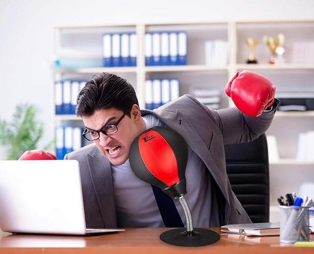 Tech Tools Stress Buster Desktop Punching Bag - Suctions to Your Desk, White Elephant Gifts for Coworker Men and Women, Heavy Duty Stress Relief Ball, Gag Gifts Funny Desk Accessories thumbnail 4