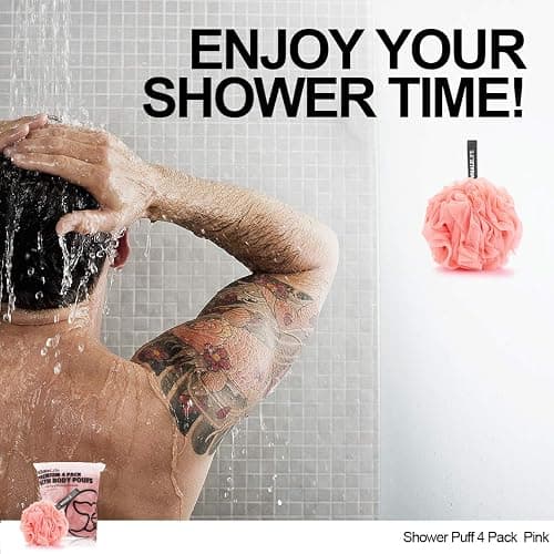 Loofah Sponge Bath Sponge for Women Men 4 Pack (Pink) thumbnail 8