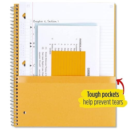 Five Star Spiral Notebooks with Pockets + Study App, 3 Pack, 1-Subject, College Ruled Paper, 11” x 8-1/2", 100 Sheets, Forest Green, Amethyst Purple and Pacific Blue (38456) thumbnail 7