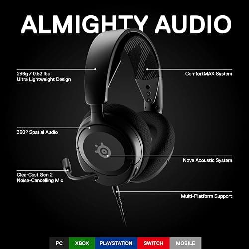 SteelSeries Arctis Nova 1 Multi-System Gaming Headset — Hi-Fi Drivers — 360° Spatial Audio — Comfort Design — Durable — Ultra Lightweight — Noise-Cancelling Mic — PC, PS5/PS4, Switch, Xbox - Black thumbnail 2
