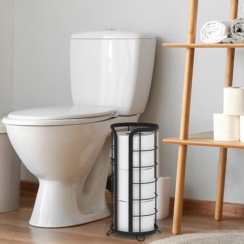 BROOKSTONE, Trending Black Toilet Paper Holder, Freestanding Bathroom Tissue Organizer, Minimalistic Storage Solution, Modern & Stylish Design [Holds MEGA Rolls] - Trending Black thumbnail 5