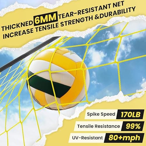 Volleyball Training Equipment, Volleyball Net System with Freely Height-Adjustable for Backyard, Volleyball Practice Net for Serving Setting Spiking, Easy Set Up for Indoor and Outdoor Use thumbnail 7