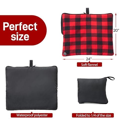 Mantuole 24x20Inch Stadium Seat Heating Pad, Battery Heated Outdoor Chair Cushion for Camping,Stadium,Office or Home, (Battery NOT Included). thumbnail 4