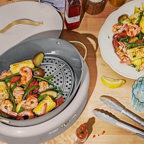 Beautiful 10-in-1 Electric Multi-Cooker by Drew Barrymore, 6-quart, digital display, 10 cooking functions, non-stick pot, easy one-touch control (Porcini Taupe) thumbnail 2