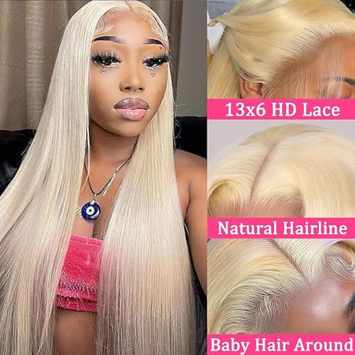 NICILK 613 13x6 Lace Front Wig Human Hair 20 Inch 200 Density Straight Lace Frontal Wig Pre Plucked With Baby Hair thumbnail 2
