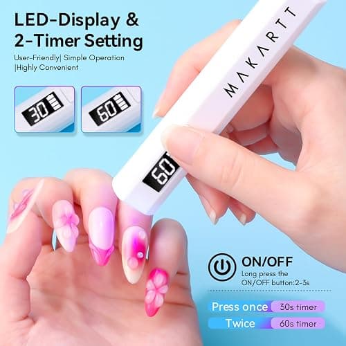 Makartt Handheld UV Nail Lamp, Mini Cordless Flash Cure Nail Light for Gel Nail Polish & Nail Glue, Rechargeable USB UV Light Fast Drying with LCD Display, Portable DIY Nail Art Gift, Home Salon Use thumbnail 5