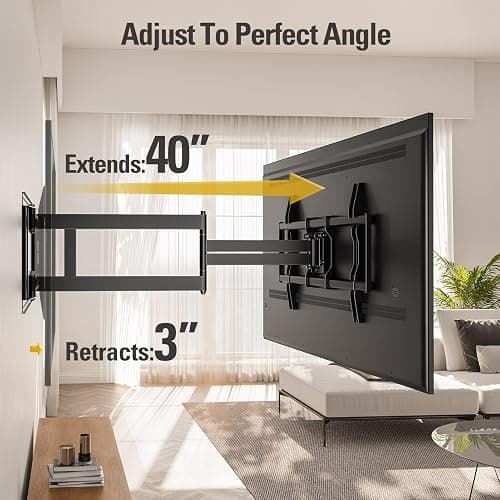 Mounting Dream Long Arm TV Wall Mount Full Motion TV Mount for 42-94" TVs | Wall Mount TV Bracket with 40" Extension Arm, Swivel & Tilt, Fits 16", 18", 24" Studs, Max VESA 800x400mm, Holds up to 150lbs thumbnail 2