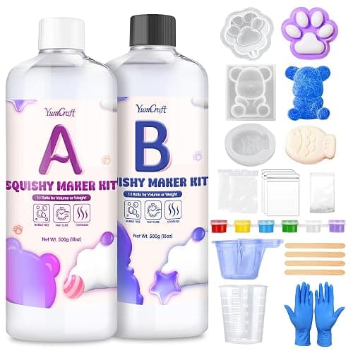 Gel for Squishy Maker, 36OZ Silicone Rubber for Taba Squishy, Stress Relief FuFu Squishy Kit for Taba Squishy, Super Soft DIY Gift with 3 Molds Flocking Powder, DIY Gift for Occasions Entertainment - Image 1