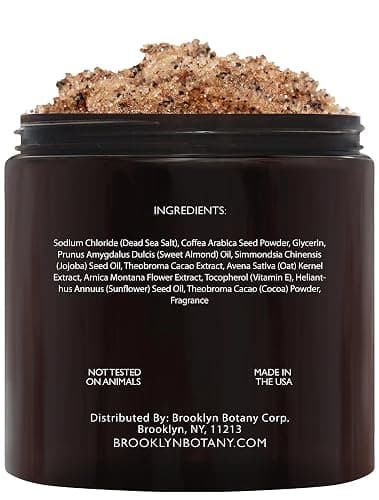Brooklyn Botany Arabica Coffee Body Scrub - Moisturizing and Exfoliating for Body, Face, Hand, Foot - Fights Stretch Marks, Fine Lines, Wrinkles - Great Gifts for Women & Men - 10 oz thumbnail 3