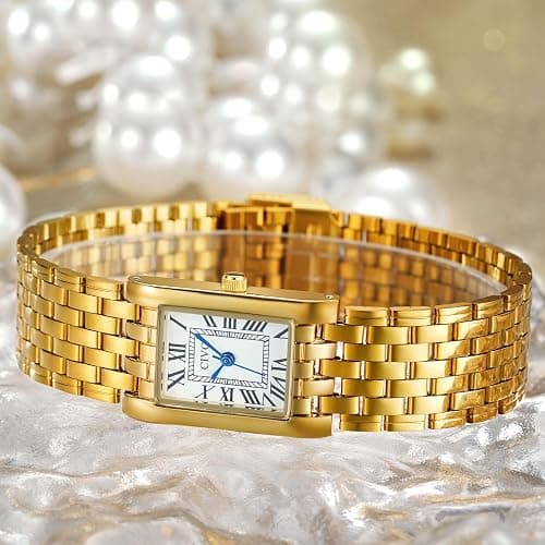 CIVO Gold Watches for Women Vintage: Small Quartz Womens Watch with Roman Dial - Ladies Square Dainty Bracelet Watches - Gift Box Set for Wife Mother at Anniversary Wedding Birthday Christmas thumbnail 7