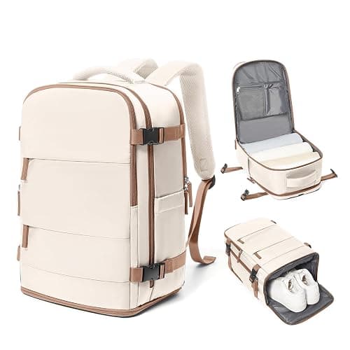 coowoz Travel Backpack Carry On for Women Man Gym Backpacks with Laptop Compartment Mochila de Viaje Teacher Personal Item Backpack Airplane Accessories Must Haves Beige Brown Small - Image 1