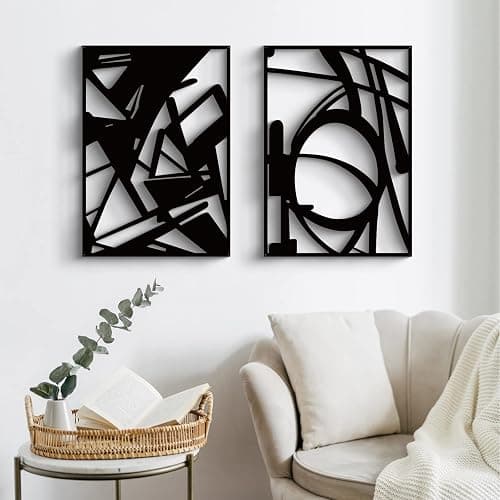 Glamativity 4 Pack Black Abstract Metal Wall Art, Minimalist Décor Single Line Art Wall Décor, 3D Textured Metal Wall Sculptures, for Living Room Bedroom Bathroom Study Room (Black Abstract, M Size 16 x 11'') thumbnail 4
