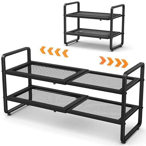 SNTD Shoe Rack - Expandable Shoe Organizer for Closet, Adjustable Metal Shoe Shelf Storage, Stackable Long Shoe Stand Holder for Garage, Entryway, Door Entrance (Black, 2-Tier) thumbnail 9