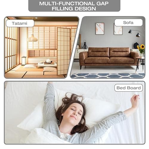 King Size Bed Wedge Pillow Gap Filler/Headboard, Long Triangle Edge Corner Pillows for Bed Gap Filler King Couch Dorm Apartment Home Essentials 10x6x76in, Dense Foam, Pockets, Prevents Things Drops thumbnail 6