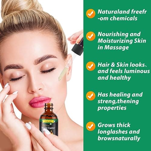 Uocasi 2Pack Jamaican Black Castor Oil, 100% Pure Cold Pressed in Glass Bottles, Body Massage, Hair Growth, Eyebrow Nourishment, 4.04 Oz thumbnail 3