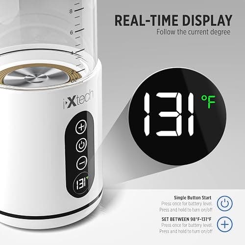 IXTECH Portable Water Warmer for Baby Formula, Milk Warmer for Travel, 10 oz., Electric Warming with Adjustable Temperature Control, Leak-Resistant Spout, Rechargeable and Wireless - 0.3 Quarts thumbnail 7